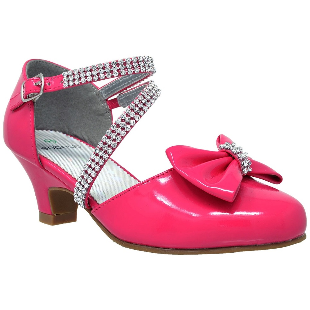 Kids Dress Sandals Rhinestone Bow Low Heel